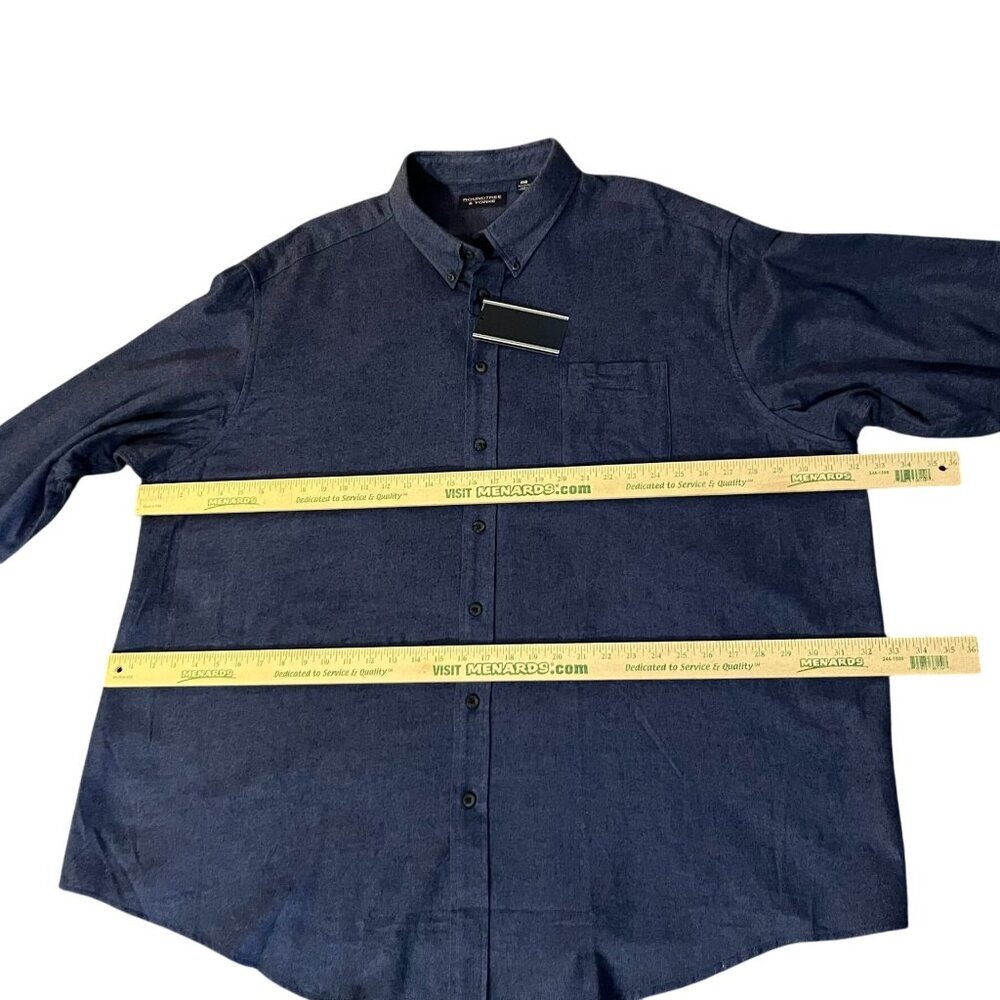 Roundtree & Yorke 4XB Portuguese Flannel Shirt Navy Blue Button Down NEW - Picture 10 of 16